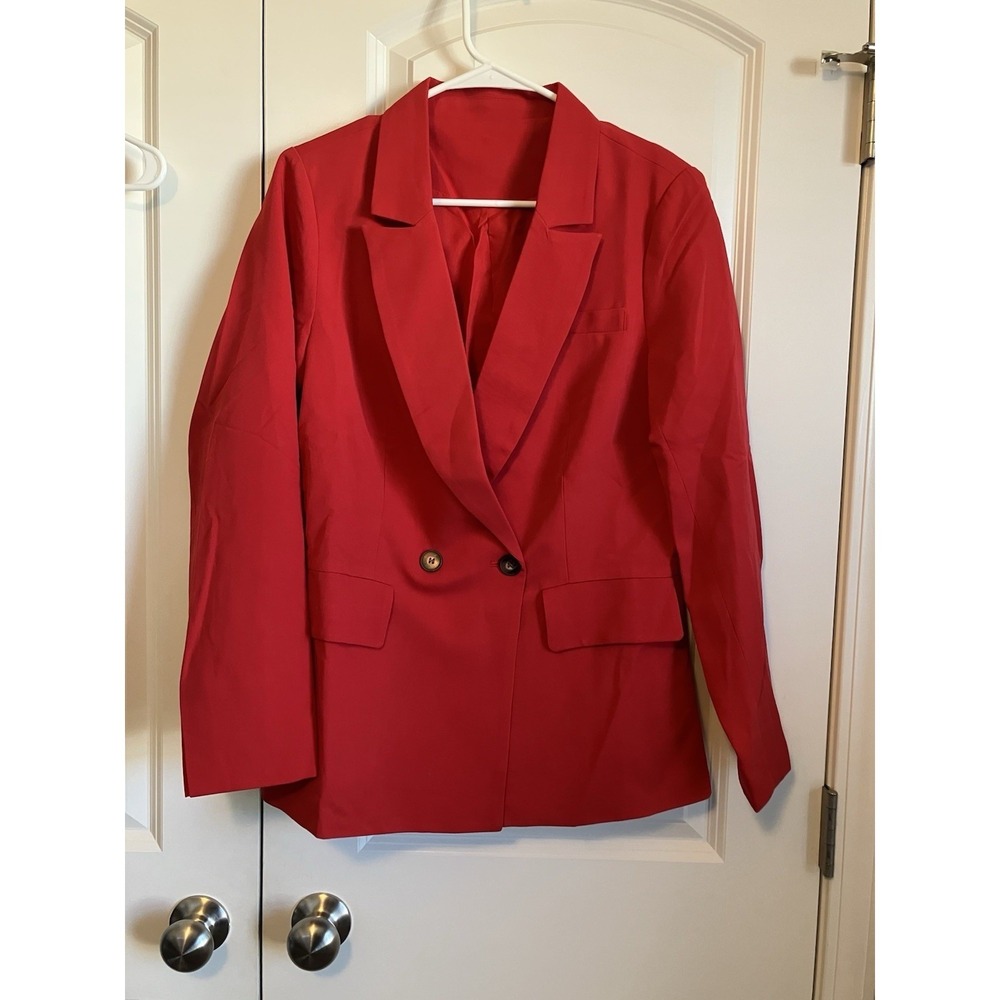 Unbranded Blazer Jacket Women Small Red New Double Breasted Lined Pockets C1053